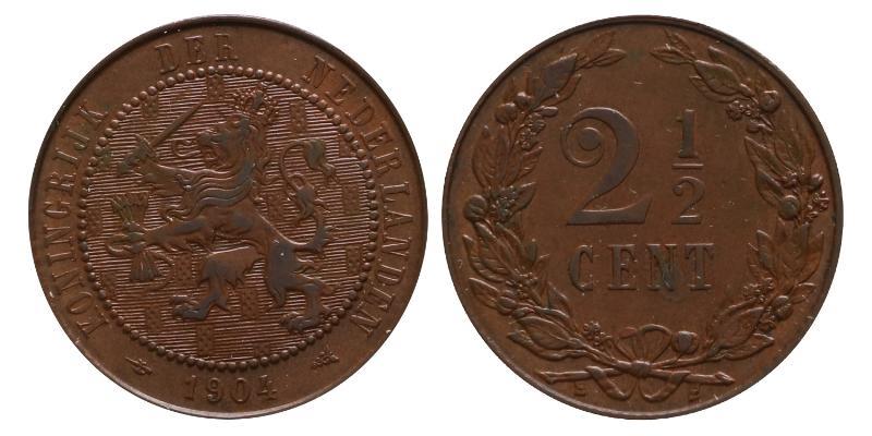 2½ cent Wilhelmina 1904. Prachtig / FDC.