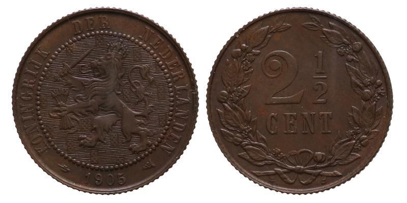 2½ cent Wilhelmina 1905. Prachtig / FDC.