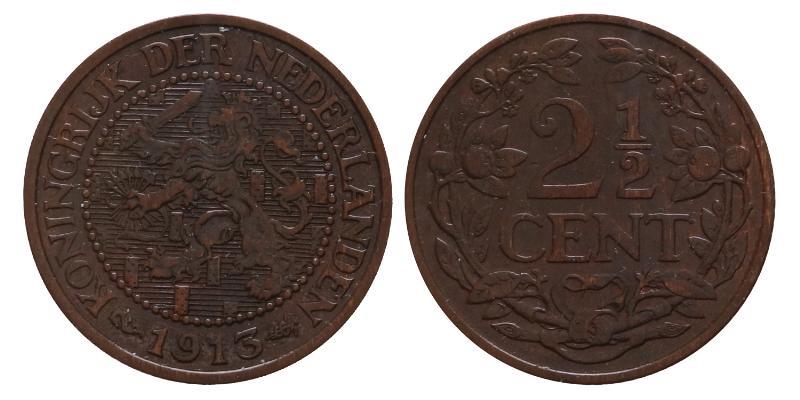 2½ cent Wilhelmina 1913. Prachtig / FDC.