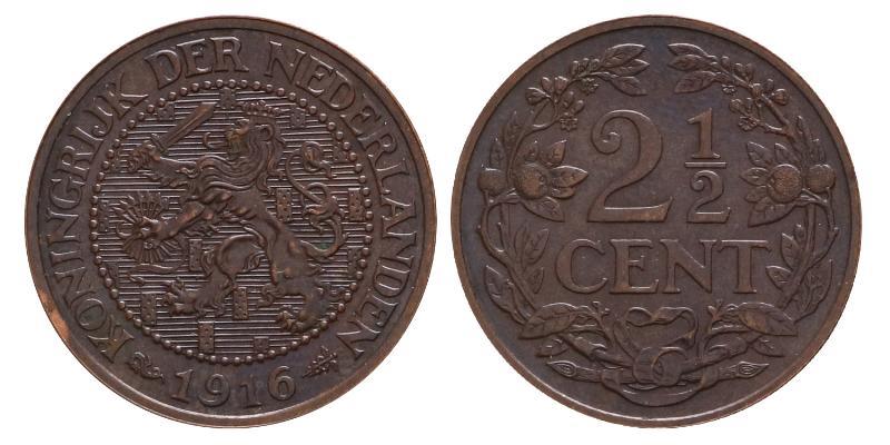 2½ cent Wilhelmina 1916. FDC.