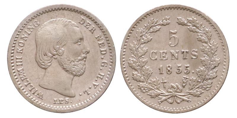 5 cent Willem III 1855. Prachtig.