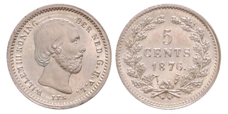 5 cent Willem III 1876. FDC.