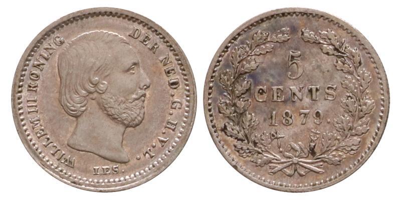 5 cent Willem III 1879. Prachtig.