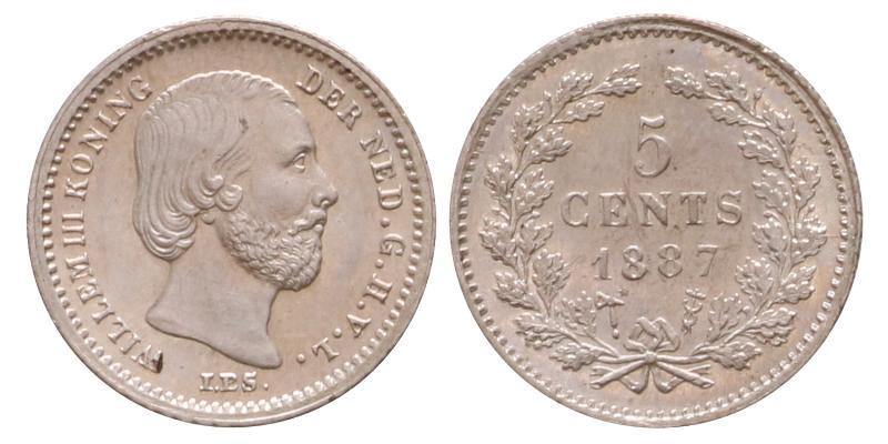 5 cent Willem III 1887. FDC -.