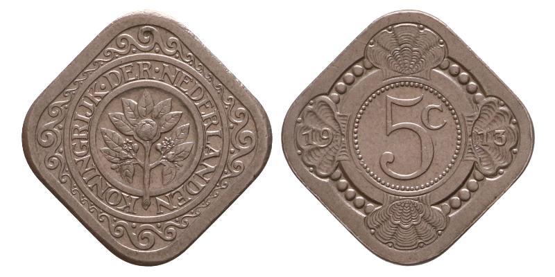 5 cent Wilhelmina 1913. Prachtig / FDC.