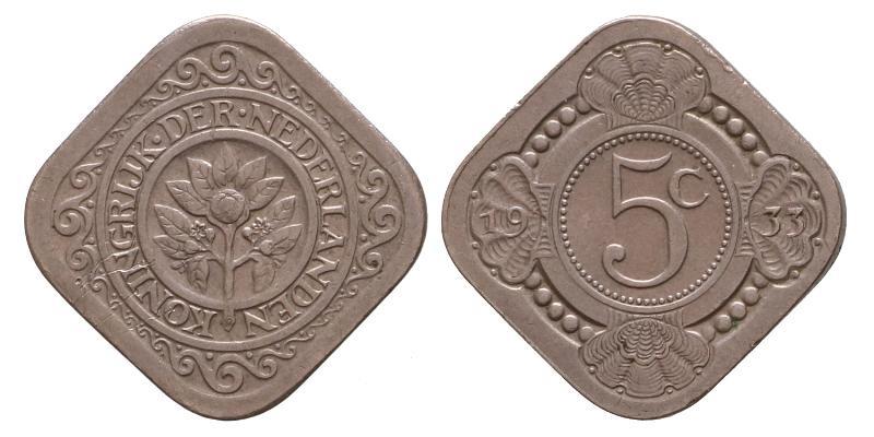5 cent Wilhelmina 1933. Prachtig.