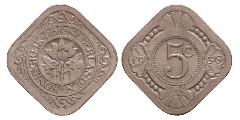 5 cent Wilhelmina 1936. FDC.