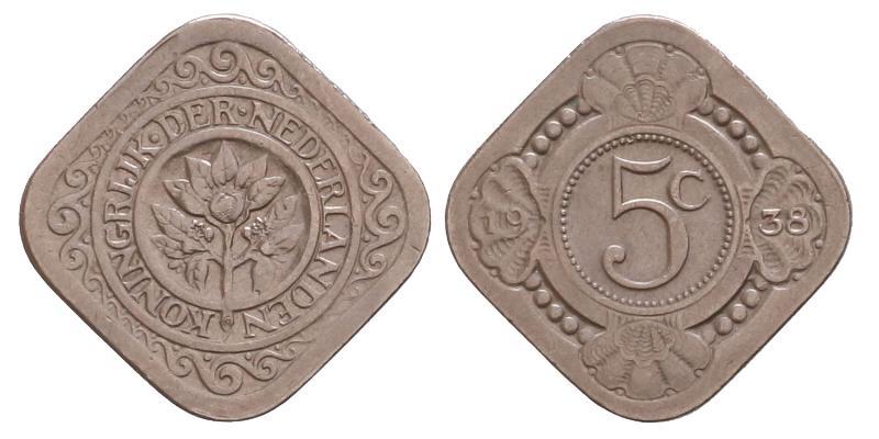 5 cent Wilhelmina 1938. FDC.
