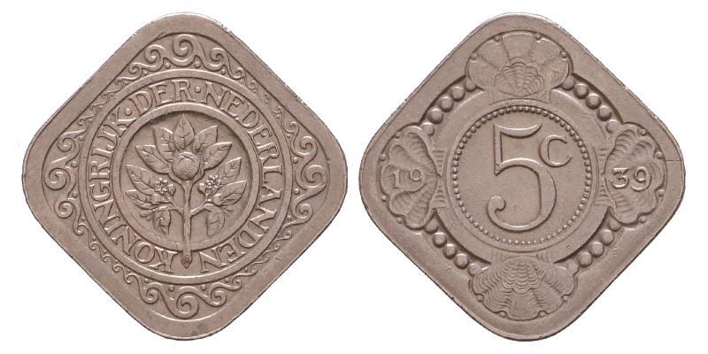 5 cent Wilhelmina 1939. FDC.