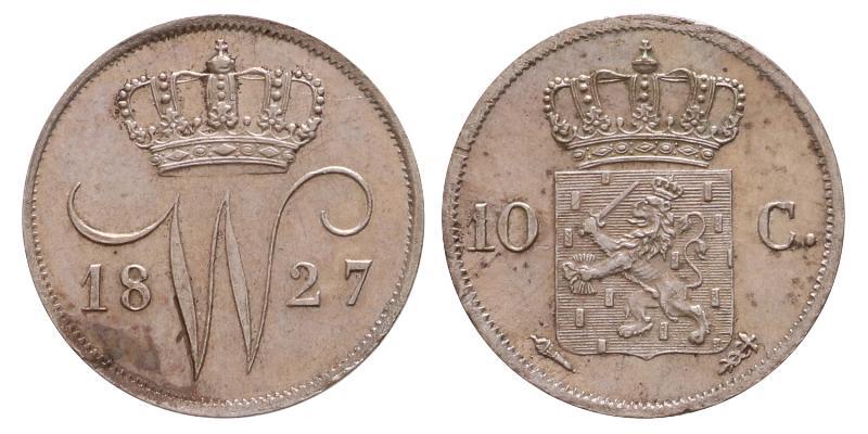 10 cent Willem I 1827 U. FDC.