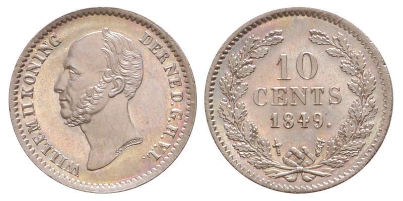 10 cent Willem II 1849 punt. FDC.