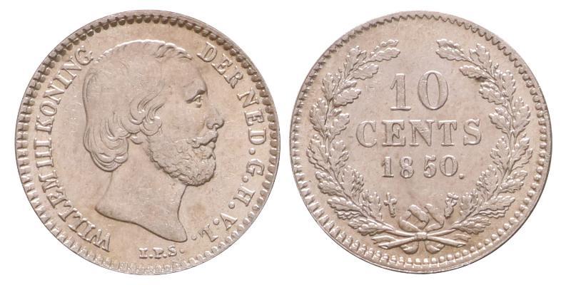10 cent Willem III 1850. Zeer Fraai / Prachtig.