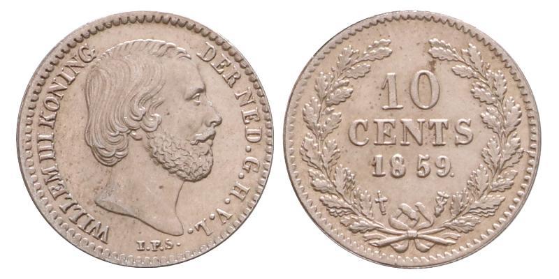 10 cent Willem III 1859. FDC -.