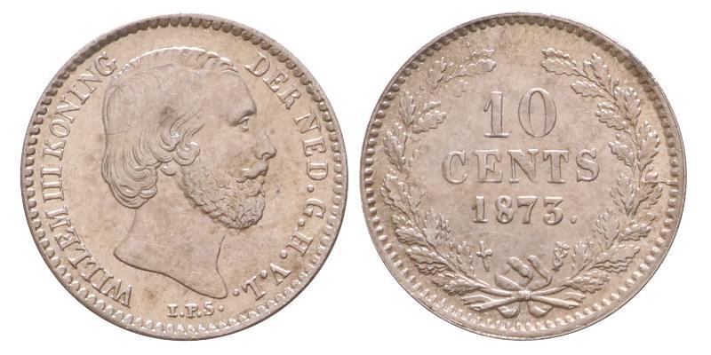 10 cent Willem III 1873. Prachtig.