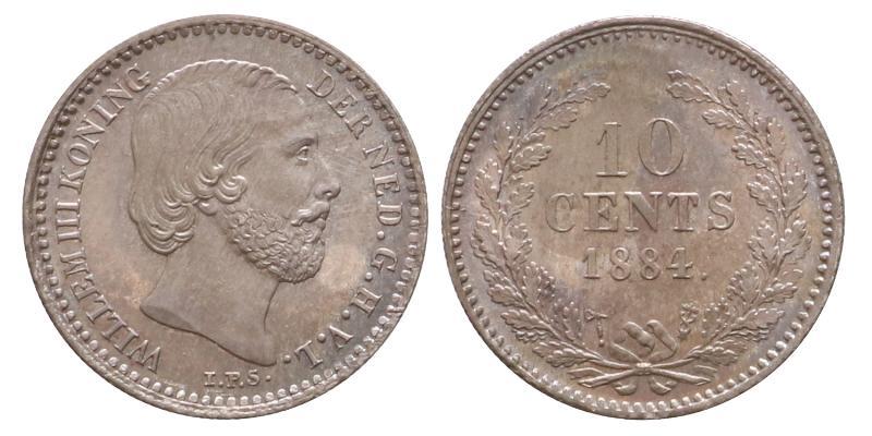 10 cent Willem III 1884. FDC.