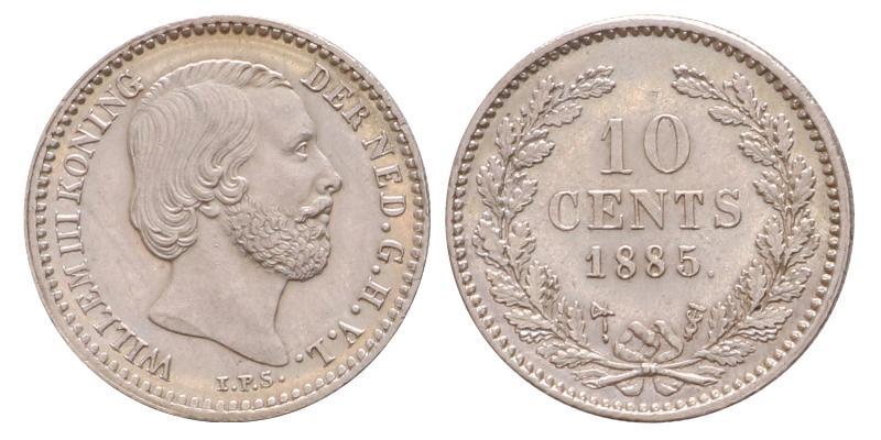 10 cent Willem III 1885. Prachtig.