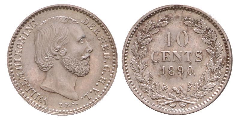 10 cent Willem III 1890. FDC -.