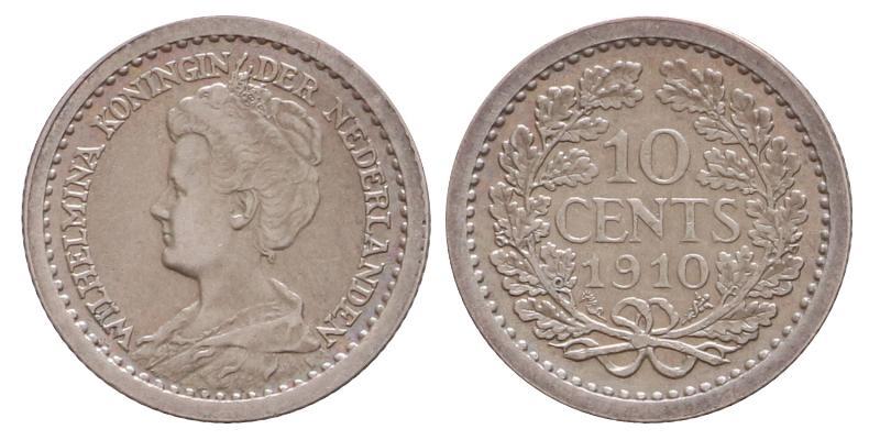10 cent Wilhelmina 1910. Prachtig.