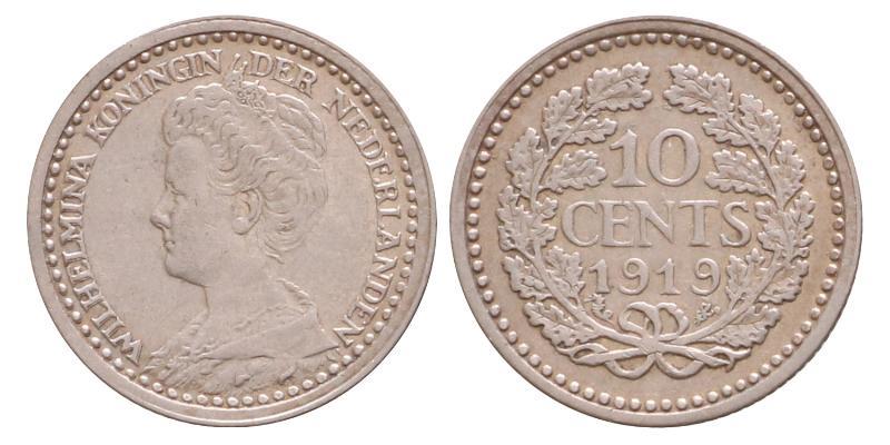10 cent Wilhelmina 1919. Prachtig.