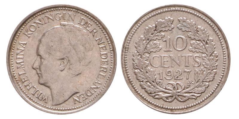 10 cent Wilhelmina 1927. Prachtig.