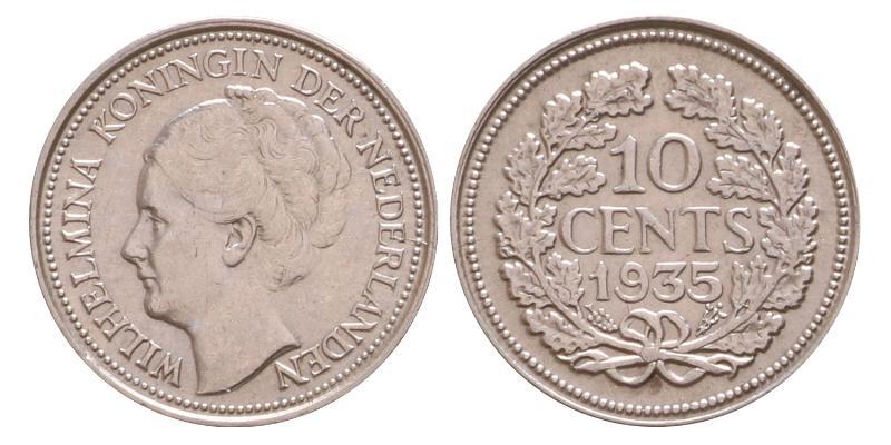 10 cent Wilhelmina 1935. FDC.