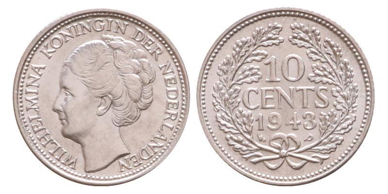 10 cent Wilhelmina 1943 E.P. FDC.