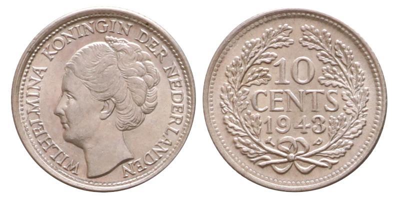 10 cent Wilhelmina 1943 PP. FDC.