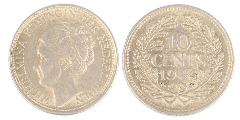 10 cent Wilhelmina 1944 S over P. Prachtig / FDC.