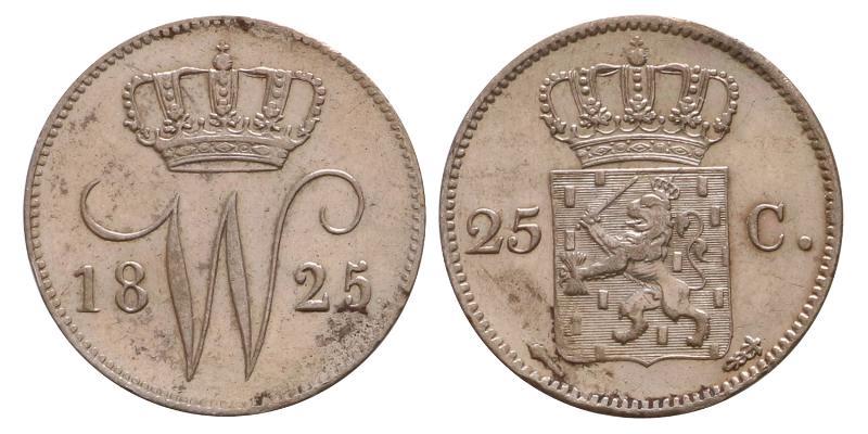 25 cent Willem I 1825 U. Prachtig.