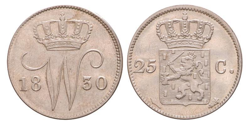 25 cent Willem I 1830 U. FDC.