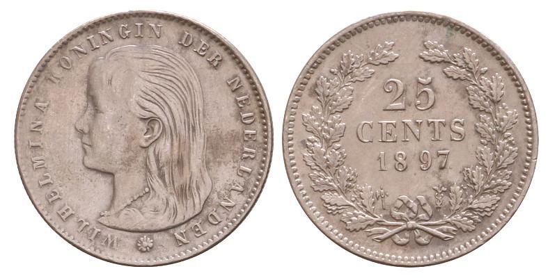 25 cent Wilhelmina 1897. Prachtig / FDC.