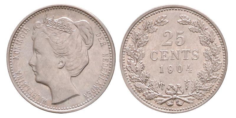 25 cent Wilhelmina 1904. FDC.