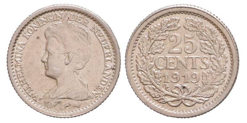 25 cent Wilhelmina 1919. Prachtig / FDC.