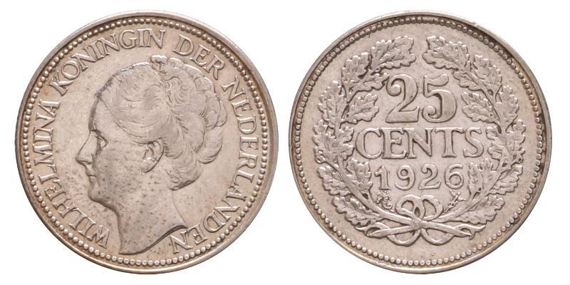 25 cent Wilhelmina 1926. Prachtig +.