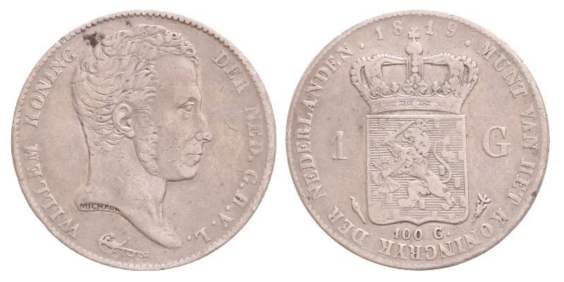 1 gulden Willem I 1819. Zeer Fraai -.