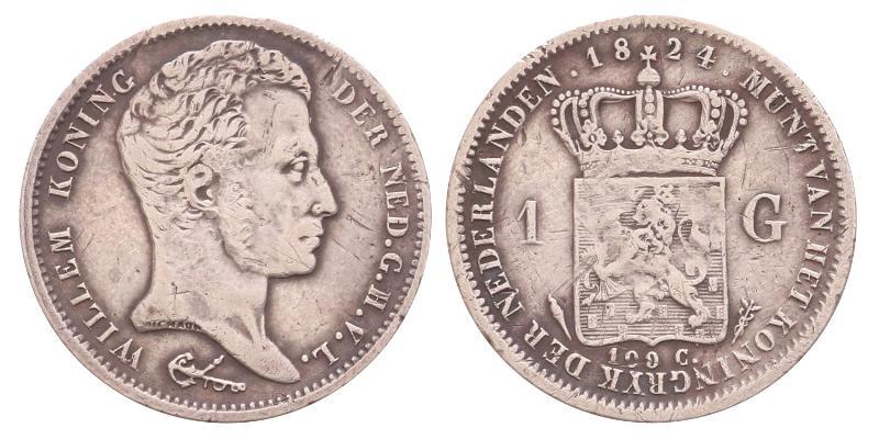 1 gulden Willem I 1824 U. Fraai / Zeer Fraai.