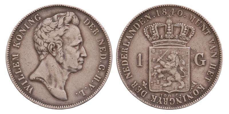 1 gulden Willem I 1840. Zeer Fraai +.