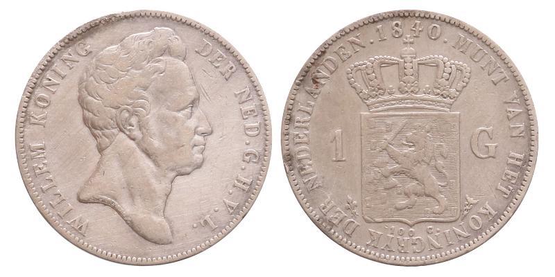1 gulden Willem I 1840. Zeer Fraai +.