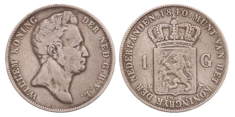 1 gulden Willem I 1840. Zeer Fraai.
