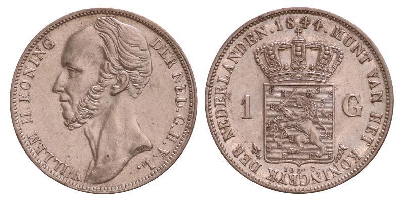 1 gulden Willem II 1844. FDC.