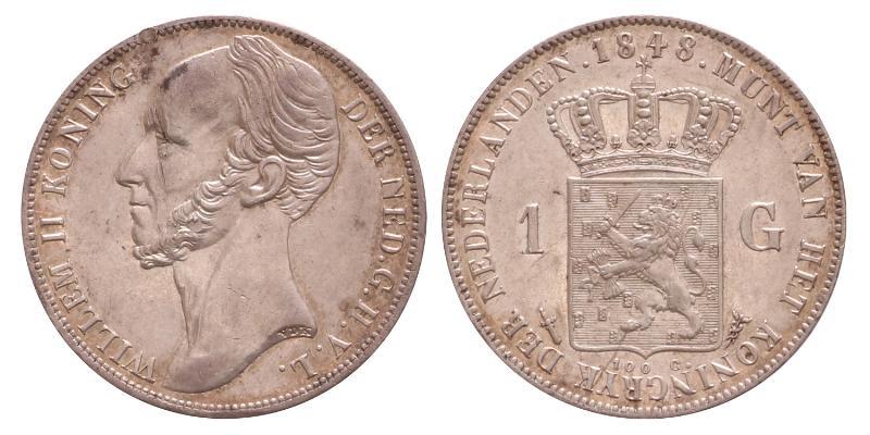 1 gulden Willem II 1848. Prachtig / FDC.