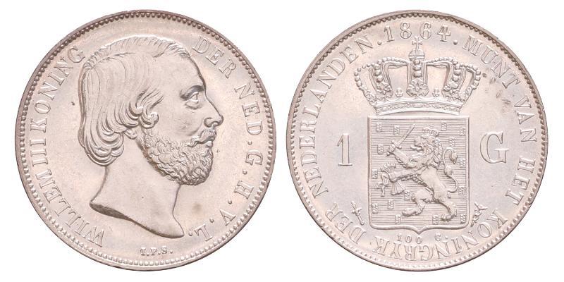 1 gulden Willem III 1864. FDC.