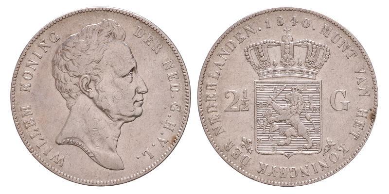 2½ gulden Willem I 1840. Zeer Fraai +.