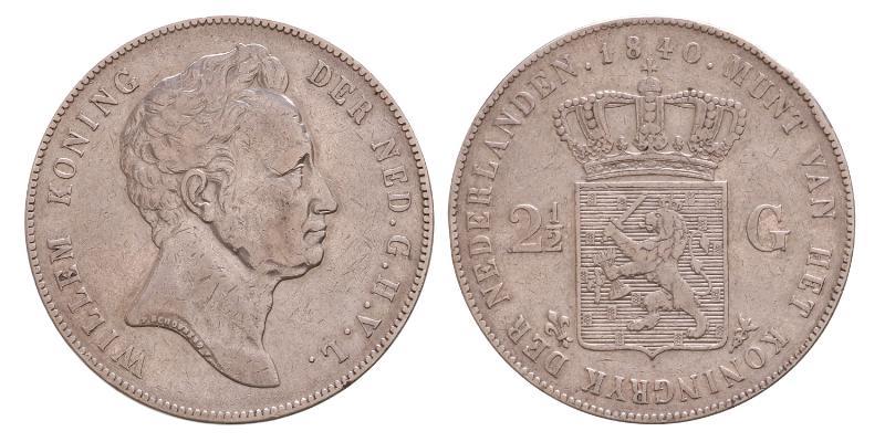 2½ gulden Willem I 1840. Zeer Fraai.