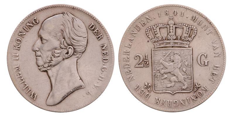 2½ gulden Willem II 1841. Fraai / Zeer Fraai.