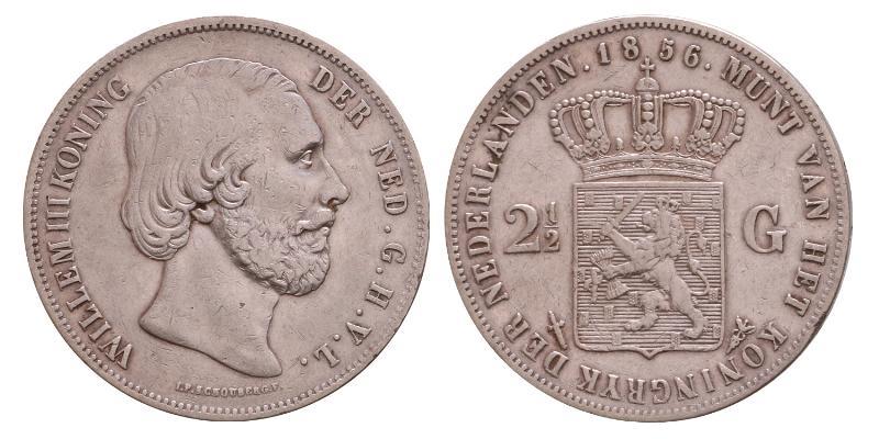 2½ gulden Willem III 1856. Zeer Fraai.
