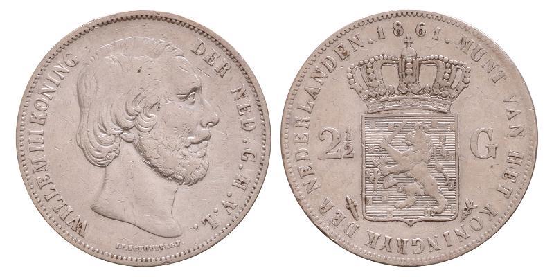 2½ gulden Willem III 1861. Fraai / Zeer Fraai.
