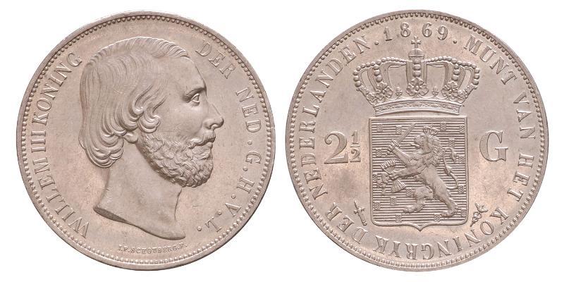 2½ gulden Willem III 1869. FDC -.