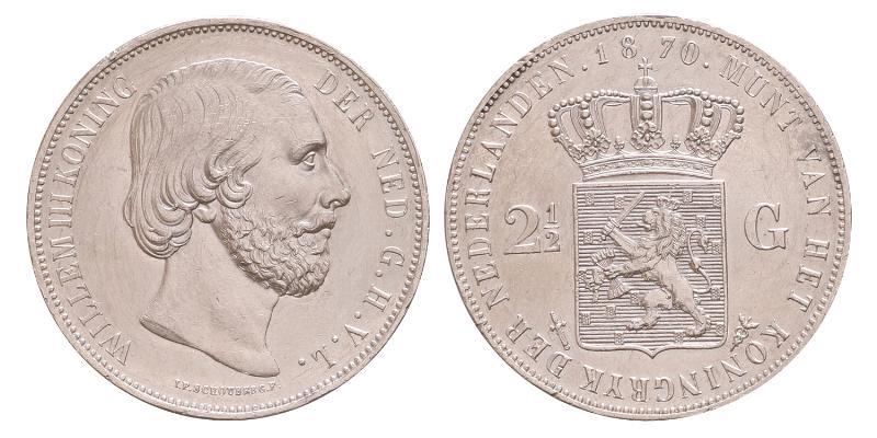 2½ gulden Willem III 1870. Prachtig +.