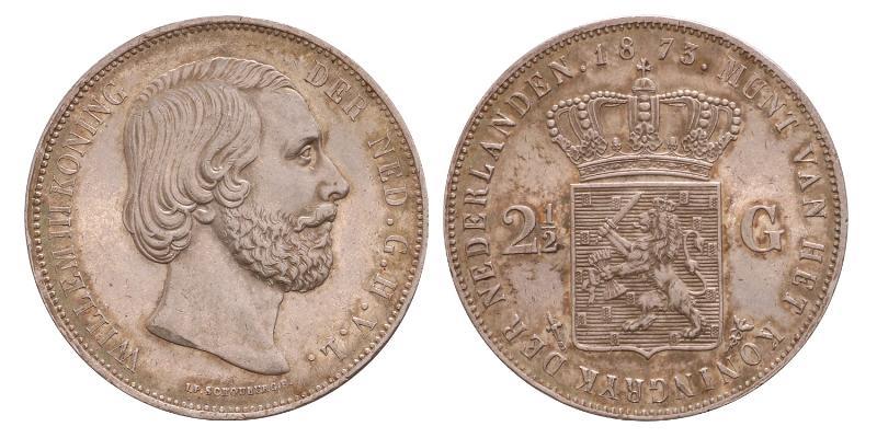2½ gulden Willem III 1873. Prachtig.